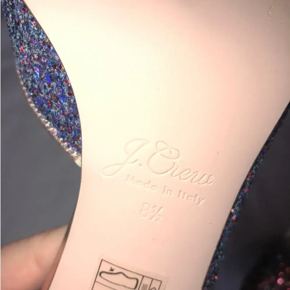 Jcrew D'Orsay Pump Glitter Size 8.5 Pink Green Holographic Wedding Formal Fairy
